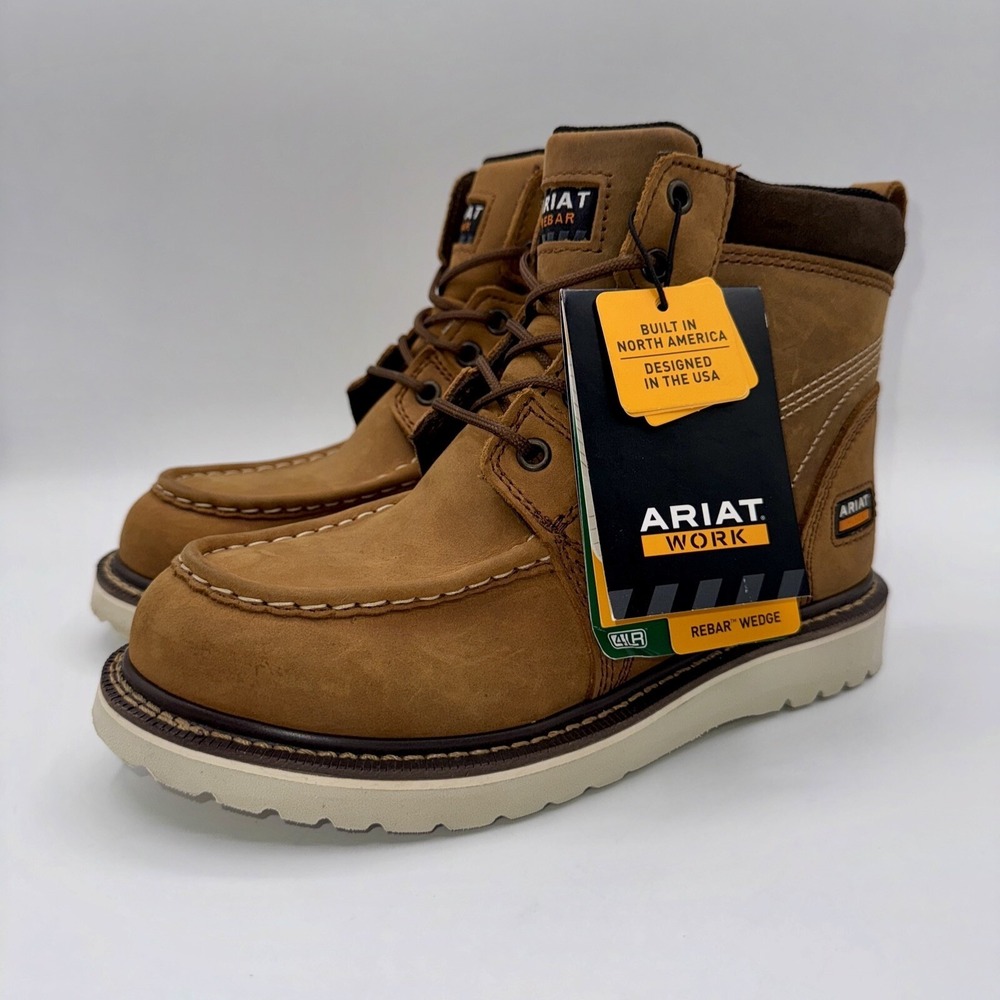 Ariat Rebar Wedge Moc Toe Waterproof Work Boots Women's Size 6 C Wide Soft Toe